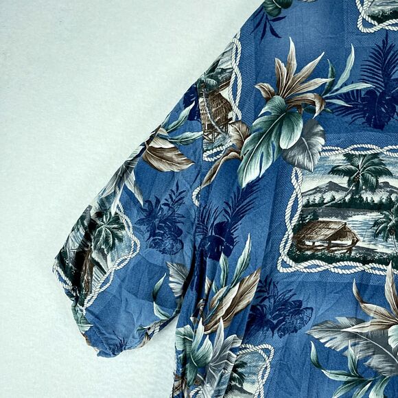 Windham Pointe Mens Hawaiian Shirt Floral Size XL Short Sleeve Collared Rayon - Picture 5 of 12